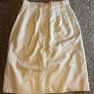 Givenchy Elegant Raw Silk, Cream Women's Vintage Skirt | Size 10